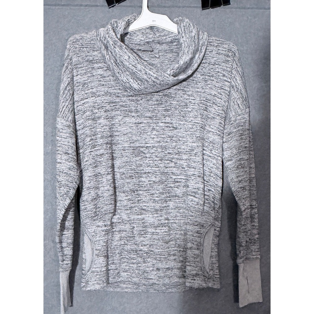 Athleta Cowl Neck Pullover S Gray Space Dye Athleisure Gorpcore Layer Minimalist